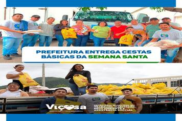 Prefeitura entrega cestas básicas da Semana Santa.